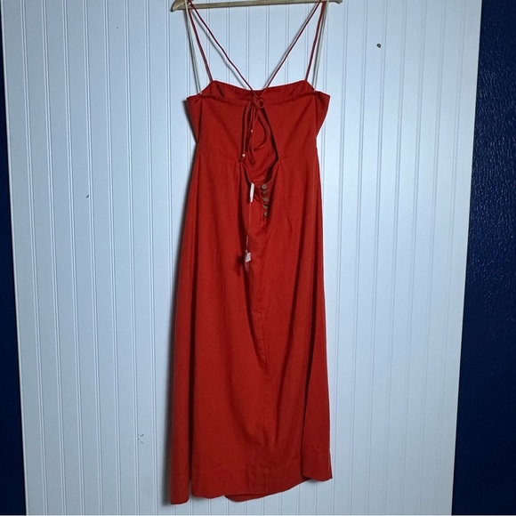 Free People Francesca Midi Dress Size XL NWT Open, tie-back side slit unlined - Picture 13 of 14